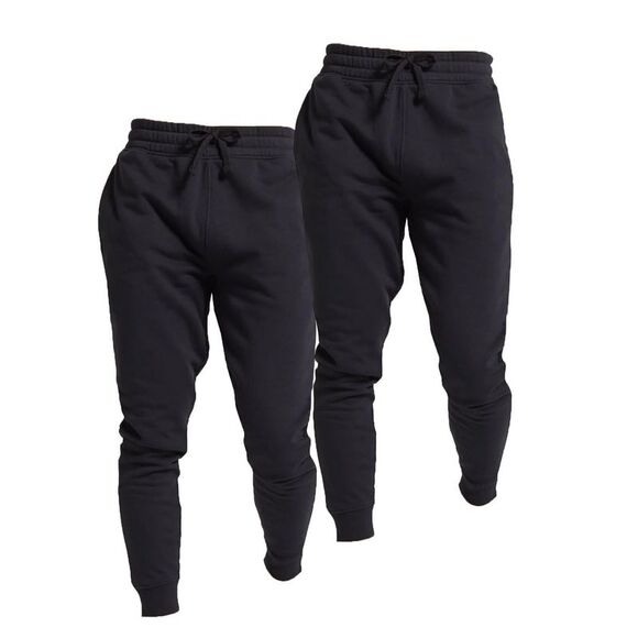 Keanu Mens Cotton Blend Slim Sweatpants (Pack of 2) / Black